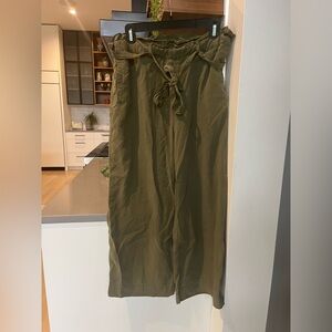Industry Republic Clothing Olive Green Paperbag Straight Leg Cropped Pants